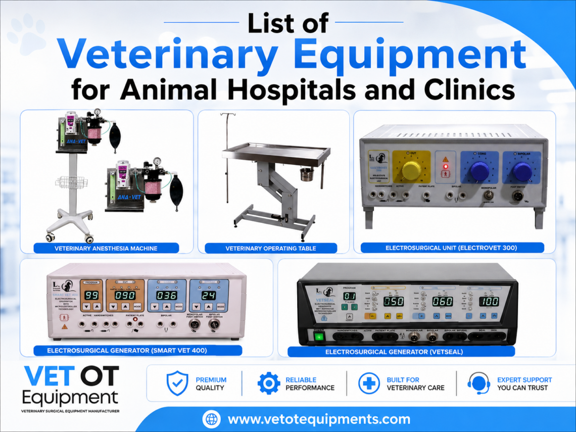 list of veterinary equipment required for hospitals and clinics